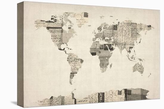 Map of the World Map from Old Postcards-Michael Tompsett-Stretched Canvas