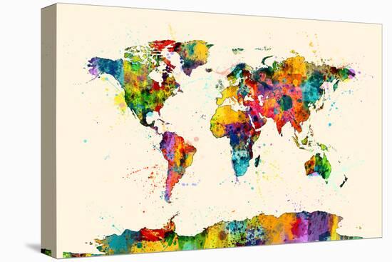 Map of the World Map Watercolor-Michael Tompsett-Stretched Canvas