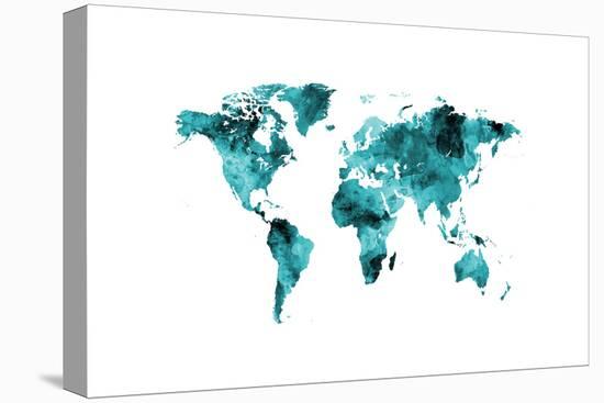 Map of the World Map Watercolor-Michael Tompsett-Stretched Canvas