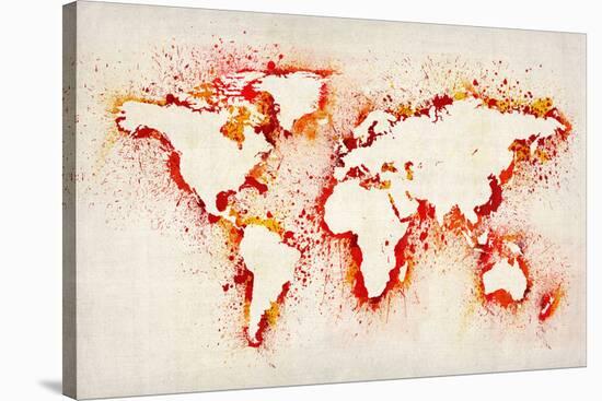 Map of the World Paint Splashes-Michael Tompsett-Stretched Canvas