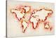 Map of the World Paint Splashes-Michael Tompsett-Stretched Canvas