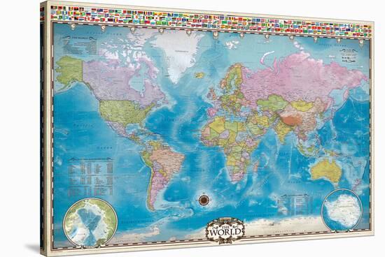 Map of the World with Flags-null-Stretched Canvas