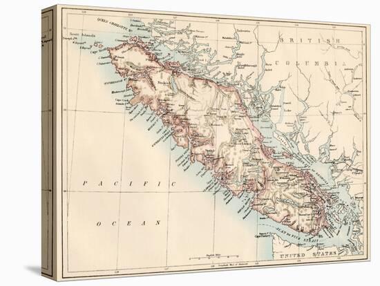 Map of Vancouver Island, British Columbia, Canada, 1870s-null-Premier Image Canvas