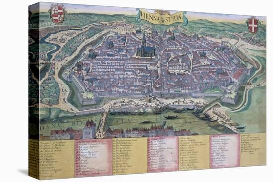 Map of Vienna, from "Civitates Orbis Terrarum" by Georg Braun and Frans Hogenberg circa 1572-1617-Joris Hoefnagel-Premier Image Canvas