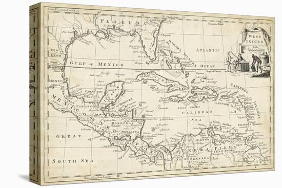 Map of West Indies-T. Jeffreys-Stretched Canvas