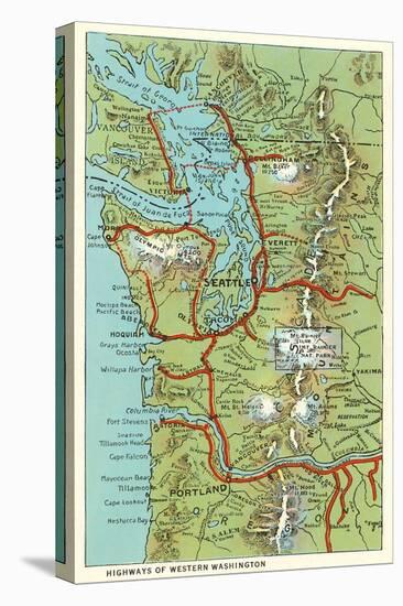 Map of Western Washington-null-Stretched Canvas