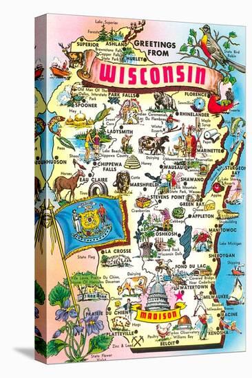 Map of Wisconsin-null-Stretched Canvas