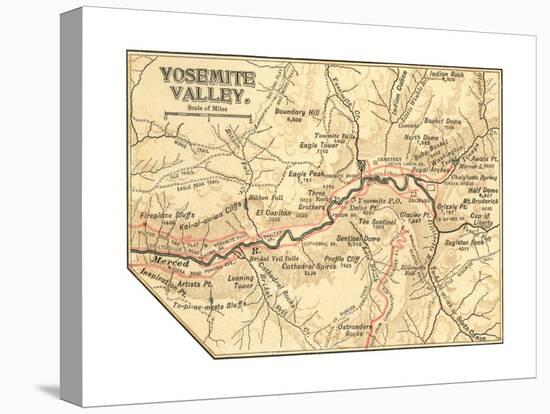Map of Yosemite Valley (C. 1900), Maps-Encyclopaedia Britannica-Premier Image Canvas