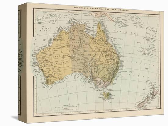 Map Showing Australia Tasmania New Zealand and Neighbouring Islands-null-Premier Image Canvas