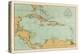 Map Showing the Travels of Columbus in the Caribbean-null-Stretched Canvas