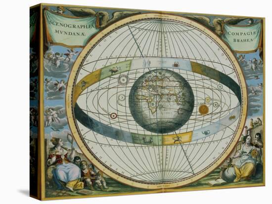 Map Showing Tycho Brahe's System of Planetary Orbits Around the Earth-Andreas Cellarius-Premier Image Canvas