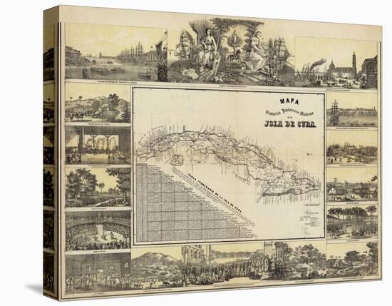 Mapa Historico Pintoresca Moderno de al Isla De Cuba, c.1853-B^ & C^ May-Stretched Canvas