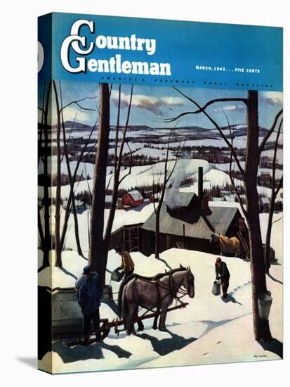 "Maple Sap Harvest at Dusk," Country Gentleman Cover, March 1, 1942-Paul Sample-Premier Image Canvas