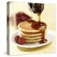 Maple Syrup Pouring over a Stack of Pancakes-Paul Poplis-Stretched Canvas