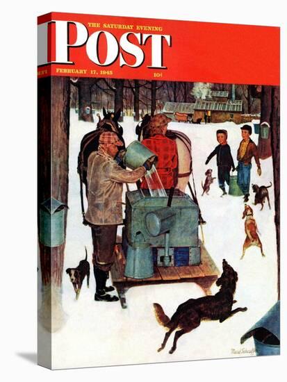 "Maple Syrup Time in Vermont," Saturday Evening Post Cover, February 17, 1945-Mead Schaeffer-Premier Image Canvas