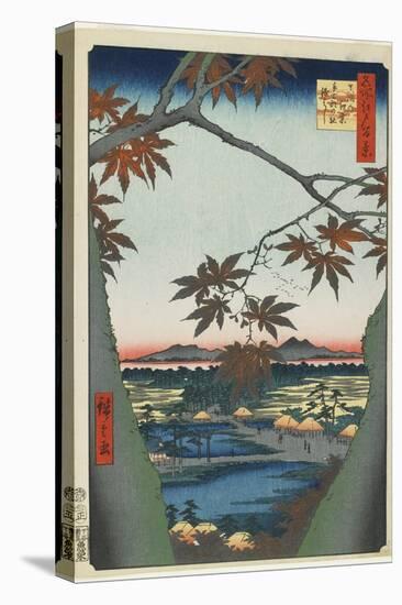 Maple Trees at Mama with View of Tekona Shrine and Bridge, January 1857-Utagawa Hiroshige-Premier Image Canvas