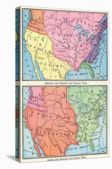 Maps of North American Colonies Before and after the French and Indian War, c.1700-null-Premier Image Canvas