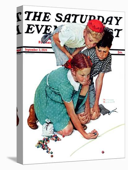 "Marble Champion" or "Marbles Champ" Saturday Evening Post Cover, September 2,1939-Norman Rockwell-Premier Image Canvas