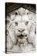 Marble lion at Ponte Vittorio Emanuele 2nd Rome, Latium, Italy, Europe-Nico Tondini-Premier Image Canvas