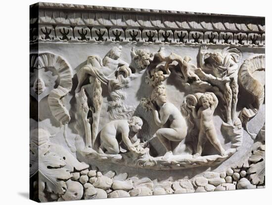 Marble Sarcophagus with Reliefs Representing Divinities and Garlands-null-Premier Image Canvas