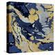 Marbleized in Gold and Blue II-Danielle Carson-Stretched Canvas
