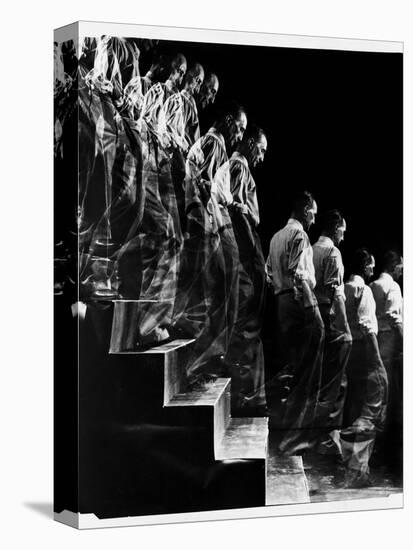 Marcel Duchamp Walking down Stairs in exposure of Famous Painting "Nude Descending a Staircase"-Eliot Elisofon-Premier Image Canvas
