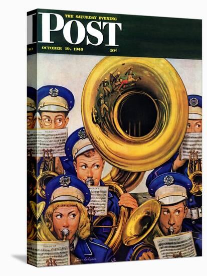 "March Band at Football Game," Saturday Evening Post Cover, October 19, 1946-Stevan Dohanos-Premier Image Canvas