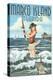 Marco Island, Florida - Pinup Girl Surf Fishing-Lantern Press-Stretched Canvas