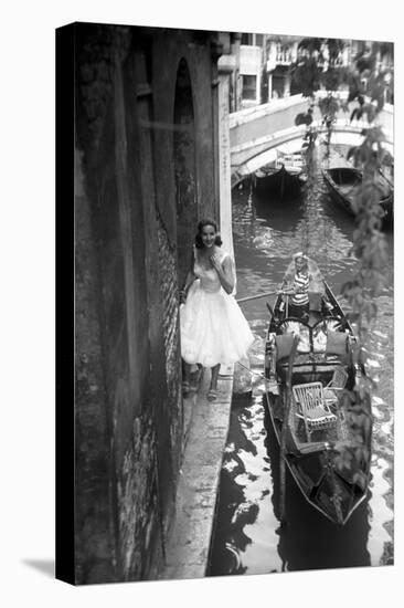 Maria Félix Smiling Beside a Gondola-null-Premier Image Canvas