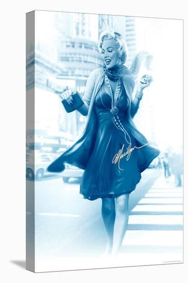 Marilyn in the City Blue-JJ Brando-Stretched Canvas