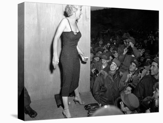 Marilyn Monroe, Poses for the Army Shutterbugs after a Performance at the 3rd US Infantry Division-null-Stretched Canvas