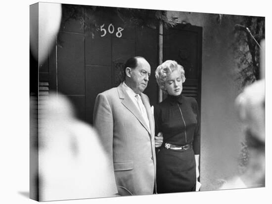 Marilyn Monroe with Her Lawyer Jerry Giesler After Announcement of Her Divorce From Joe DiMaggio-George Silk-Premier Image Canvas