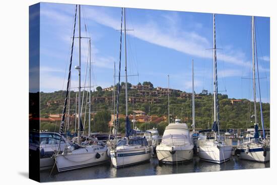 Marina and Perched Village, Ottiolu Harbour, Costa Degli Oleandri, Sardinia, Italy, Mediterranean-Guy Thouvenin-Premier Image Canvas