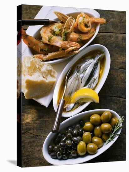 Marinated Sardines, Fried Scampi and Olives-null-Premier Image Canvas