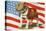 Marine Corp Boxer Dog with Flag-null-Stretched Canvas