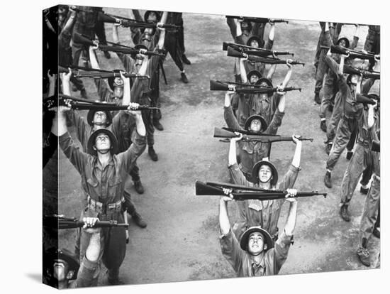 Marines Marching with their Rifles During Exercises at the Parris Island Training Base-Dmitri Kessel-Premier Image Canvas