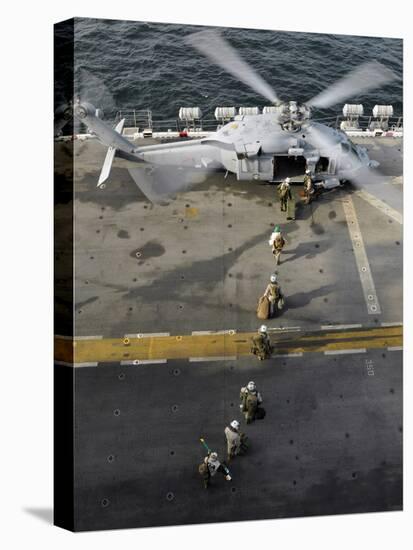 Marines Prepare to Board an MH-60S Sea Hawk Helicopter Aboard USS Peleliu-Stocktrek Images-Premier Image Canvas