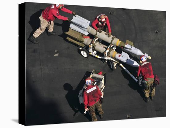 Marines Push Pordnance into Place on the Flight Deck of USS Enterprise-Stocktrek Images-Premier Image Canvas