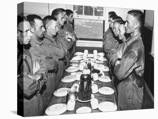 Marines Standing at Attention, before Eating, in the Mess Hall-null-Premier Image Canvas