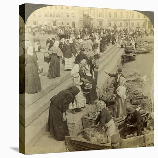 Market Boats, Helsinki, Finland-Underwood & Underwood-Premier Image Canvas