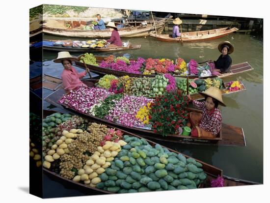 Market Traders in Boats Selling Fruit, Damnoen Saduak Floating Market, Bangkok, Thailand-Gavin Hellier-Premier Image Canvas