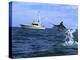 Marlin with Fishing Boat in Background-null-Premier Image Canvas