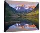 Maroon Bells peaks reflected in Maroon Lake, Snowmass Wilderness, Colorado-Tim Fitzharris-Stretched Canvas