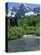 Maroon Bells Seen from Stream Rushing to Feed Maroon Lake Nearby, Rocky Mountains, USA-Nedra Westwater-Premier Image Canvas