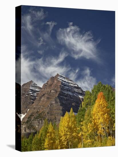 Maroon Bells with Fall Color, White River National Forest, Colorado-James Hager-Premier Image Canvas
