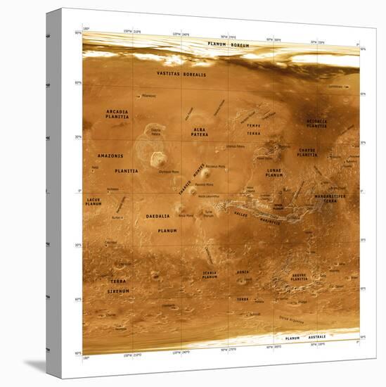 Mars Topographical Map, Satellite Image-Detlev Van Ravenswaay-Premier Image Canvas