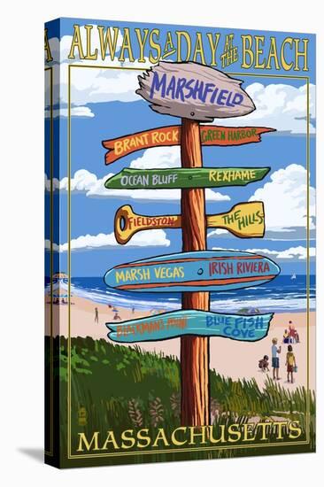 Marshfield, Massachusetts - Sign Destinations-Lantern Press-Stretched Canvas