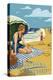 Martha's Vineyard - Woman on Beach-Lantern Press-Stretched Canvas