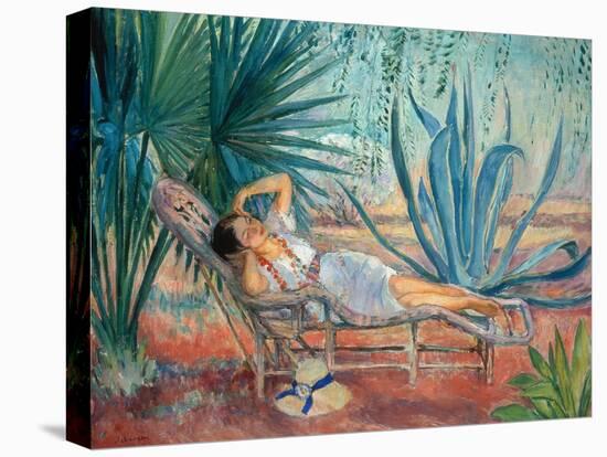 Marthe Taking a Break in a Deck Chair, Saint-Tropez, C. 1910-15-Henri Lebasque-Premier Image Canvas