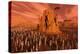 Martians Gathering around a Monument Dedicated to their Ancestors-null-Stretched Canvas